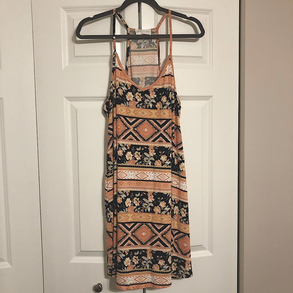 Pink & Black Aztec Dress, Large, French Grey